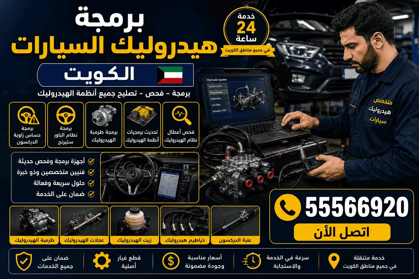 فحص وتشخيص نظام الهيدروليك في السيارات