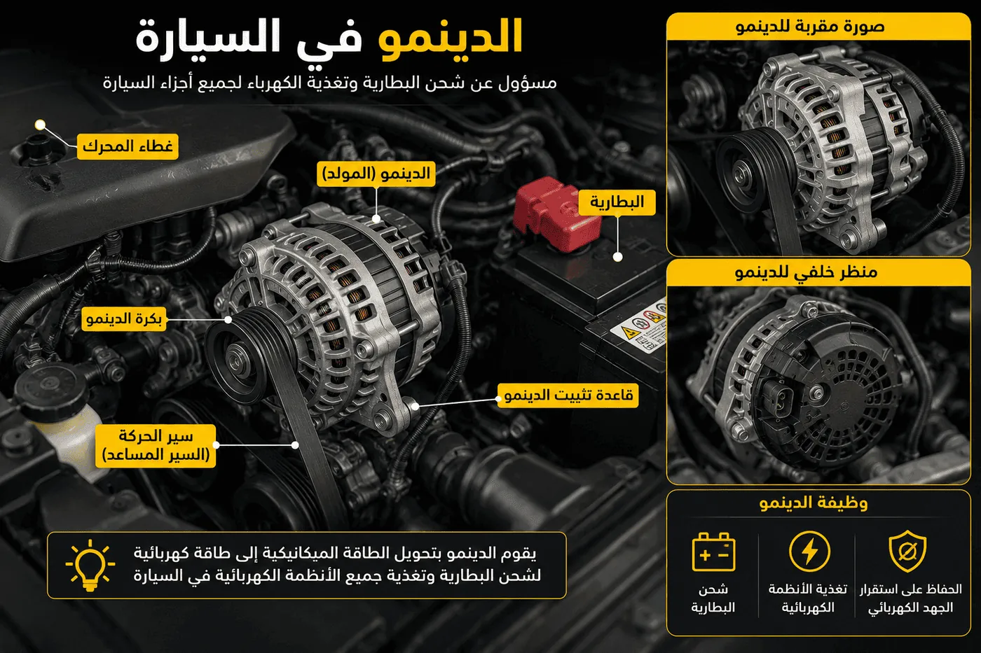 علامات تلف الدينمو في السيارة - إصلاح دينمو وكهرباء السيارات متنقل بالكويت