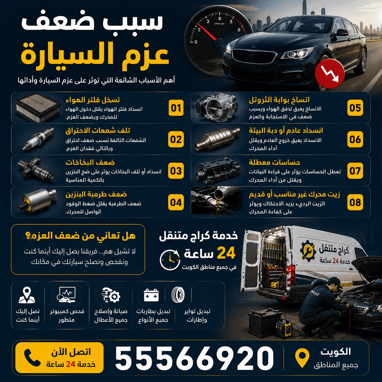 ما سبب ضعف عزم السيارة؟ الأسباب والحل ما سبب ضعف عزم السيارة وبطء التسارع وكيفية إصلاحه