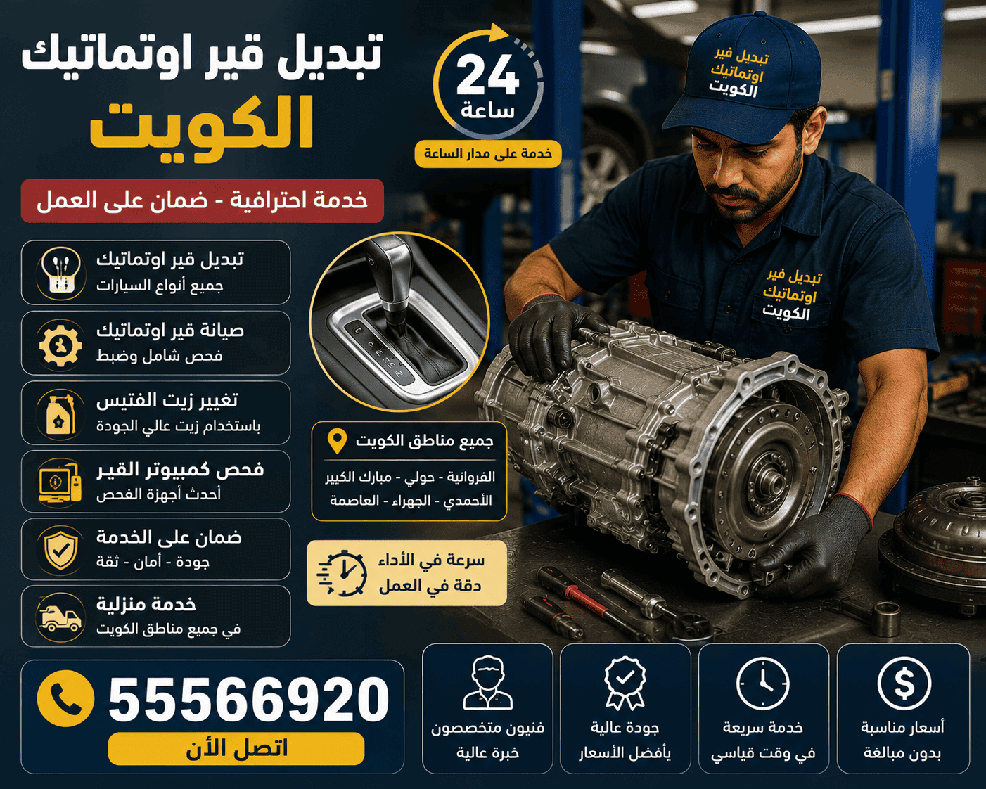 ميكانيكي سيارات متنقل الكويت تبديل قير أوتوماتيك في الكويت مع الكفالة