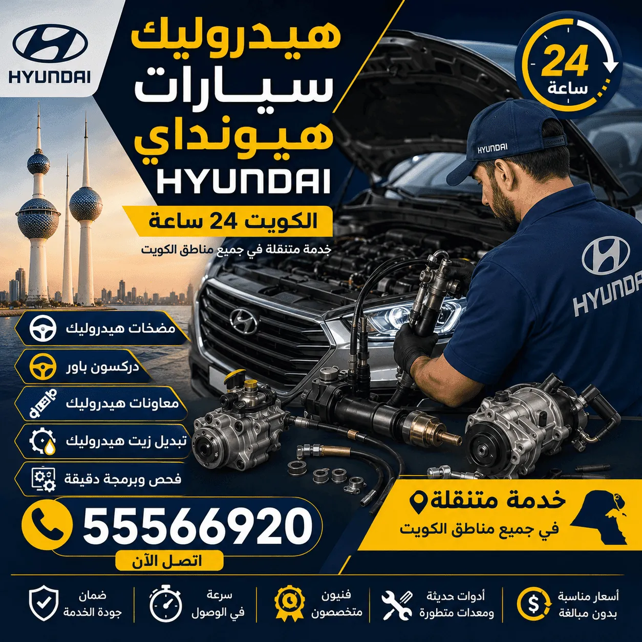 هيدروليك سيارات هيونداي في الكويت وإصلاح الدركسون