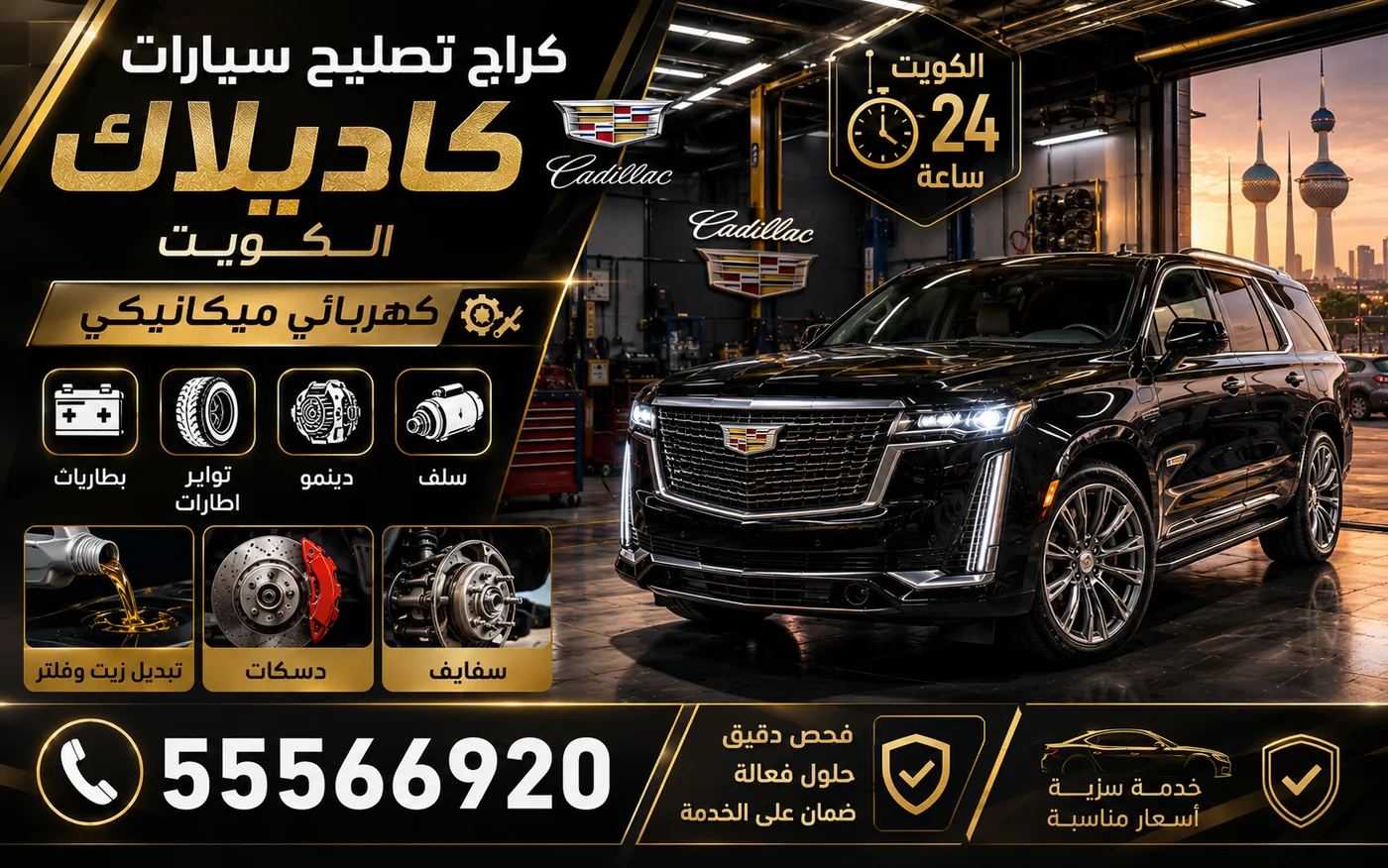 كراج متنقل كاديلاك Cadillac في الكويت يصل إلى موقعك 24 ساعة
