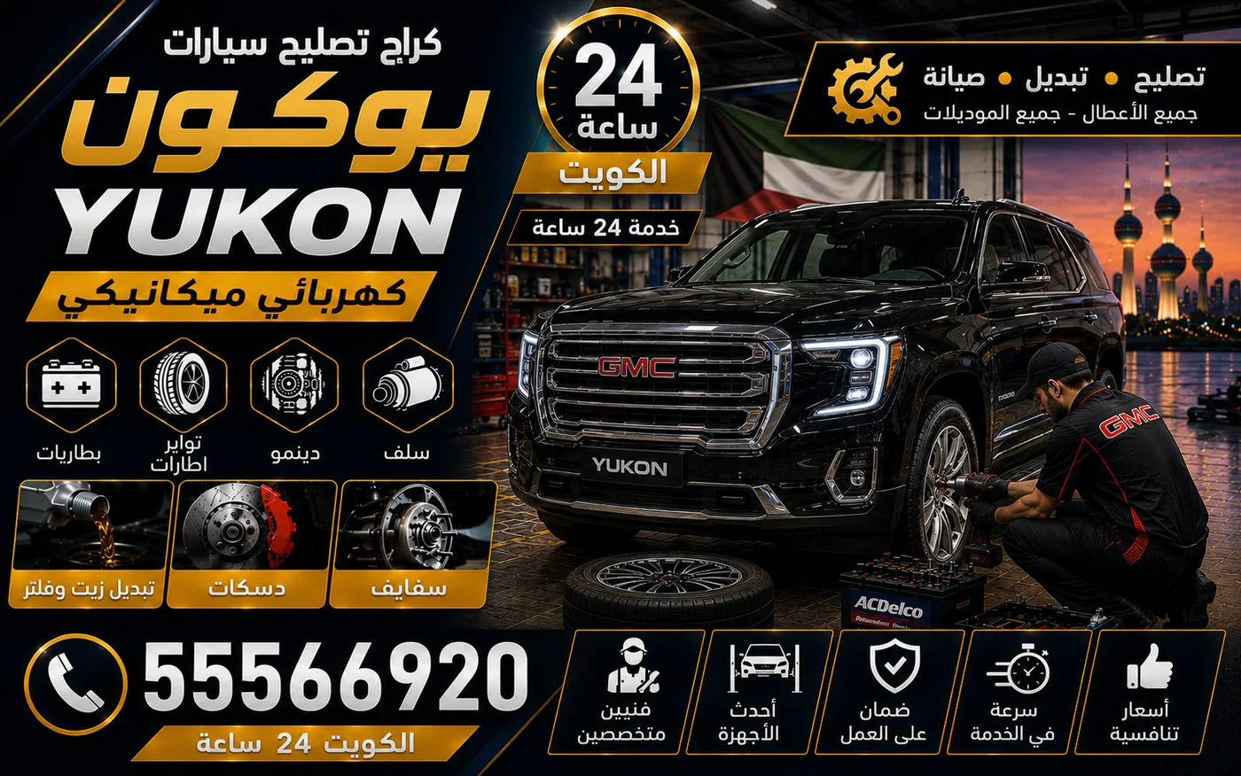 كراج متنقل يوكون Yukon في الكويت يصل إلى موقعك 24 ساعة