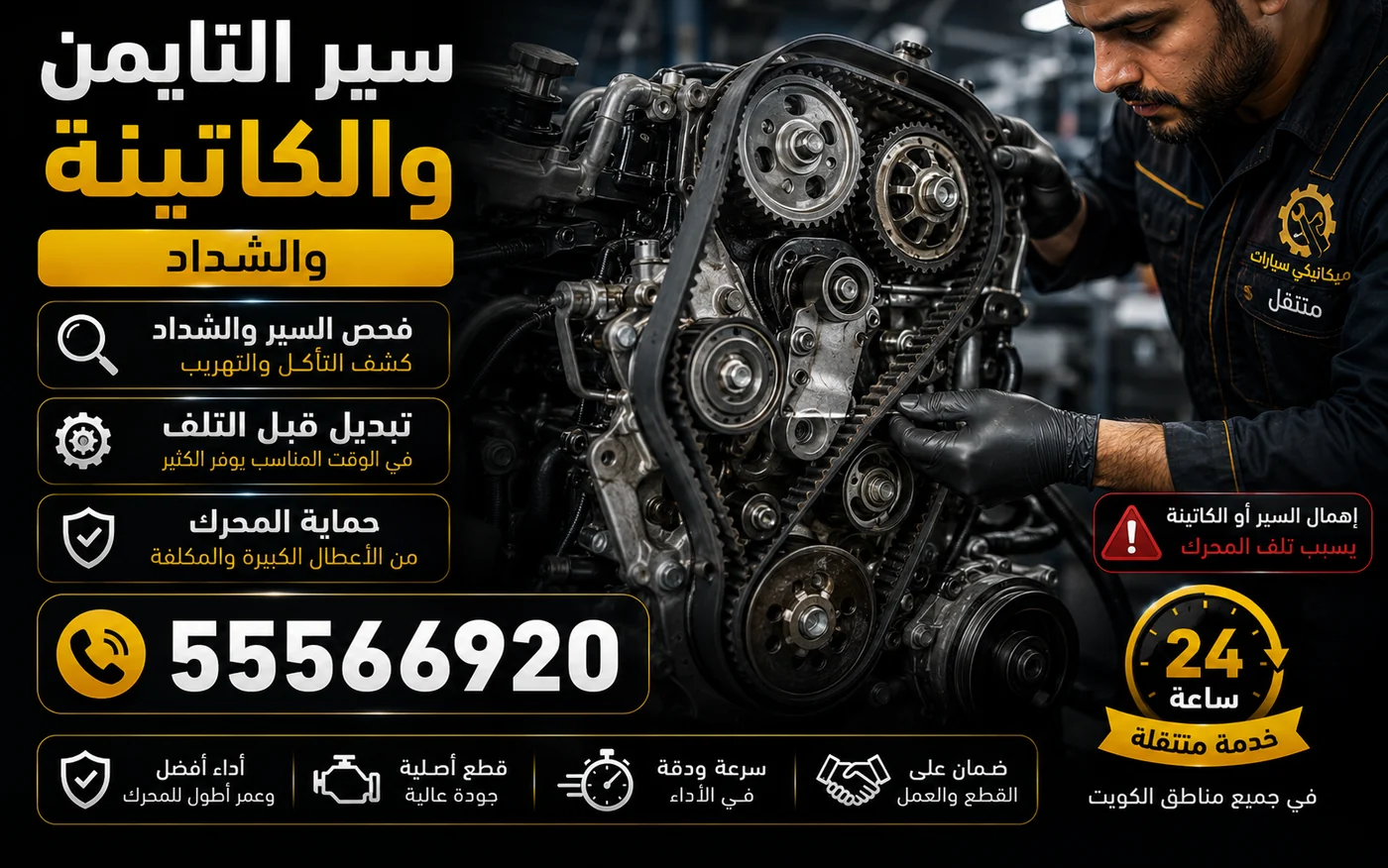 سير التايمن والكاتينة والشدّاد وفحص التآكل قبل التلف